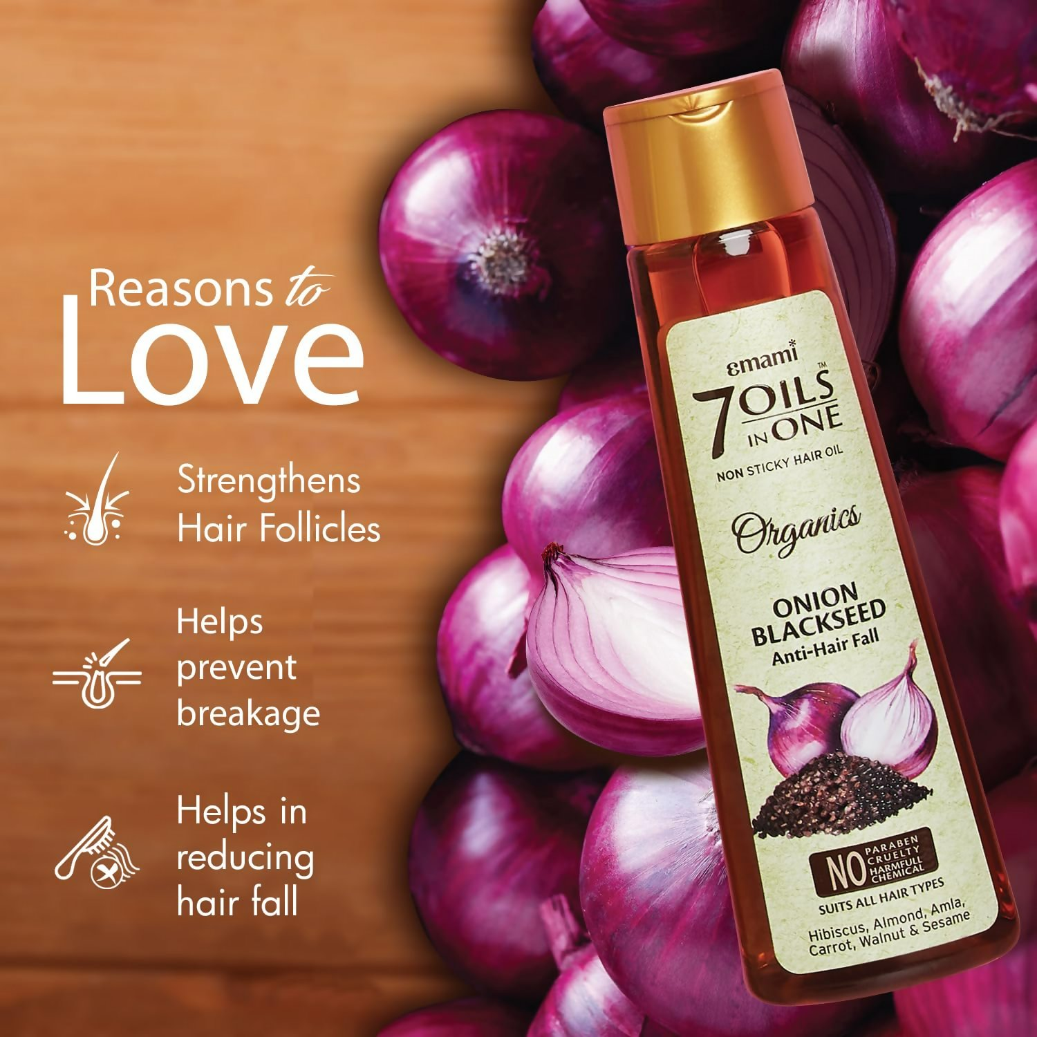 Emami 7 Oils In One Organics Onion Blackseed Hair Oil