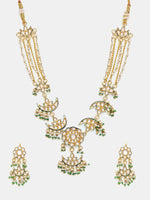 Thumbnail for Ruby Raang 22k Gold Polished Kundan Necklace With Earrings