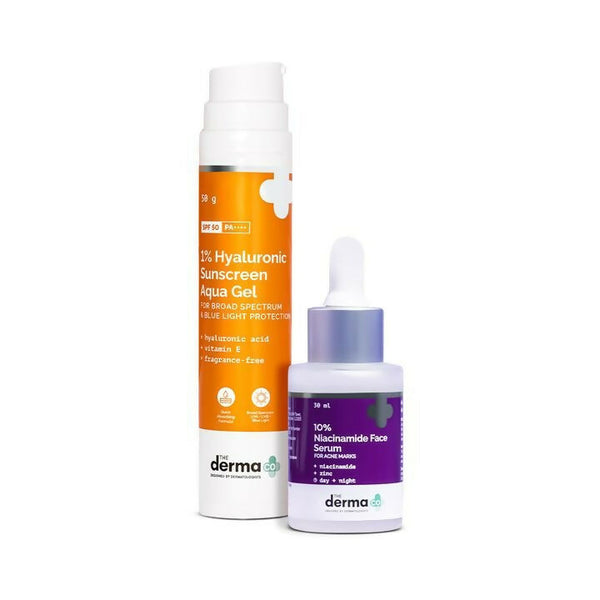 The Derma Co Filter-Free Skin (1% Hyaluronic Sunscreen Aqua Gel + 10% Niacinamide Acid Face Serum) - Distacart