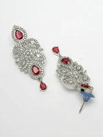 Thumbnail for NVR Women's silver plated Maroon CZ stone handcrafted jewellery set - Distacart