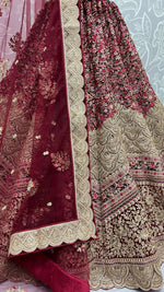 Thumbnail for Jyoti Fashion Women's Maroon Velvet Fancy Dori & Sequins Multi Thread Embroidered with Diamond Work Wedding Lehenga Choli - Distacart