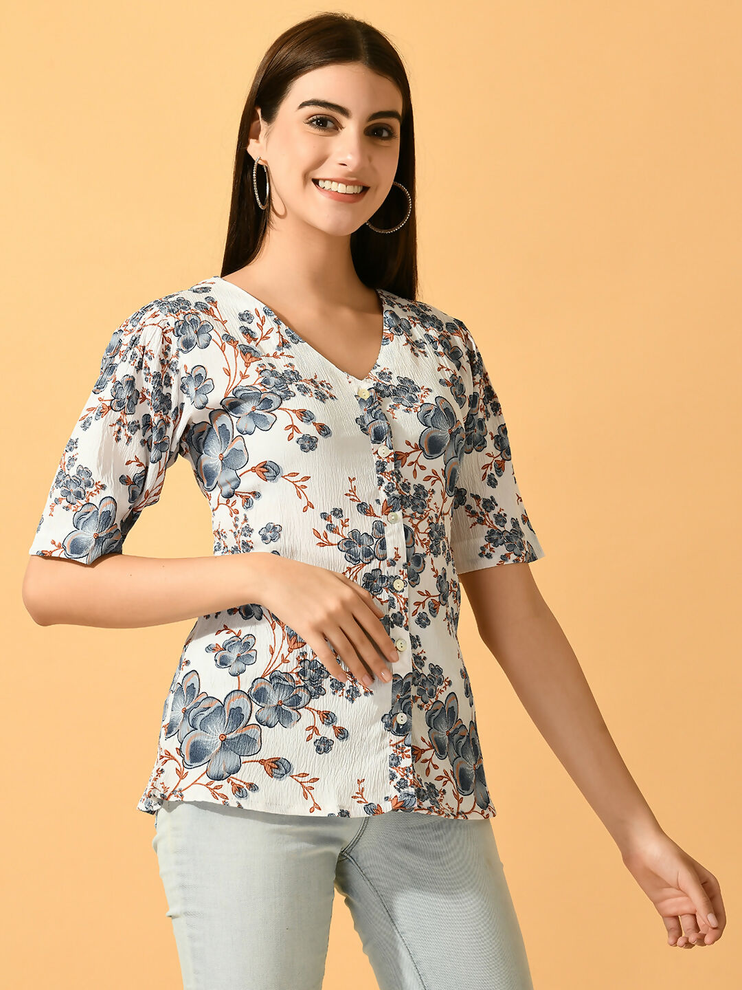 Myshka Women's White Printed Party Top - Distacart