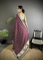 Thumbnail for Joban Fashion Wine Bandhej Bandhani Vichitra Silk Bandhani Prints Saree - Distacart