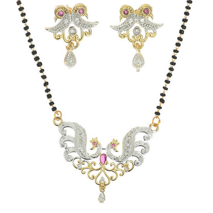 AanyaCentric Gold-plated Mangalsutra Pendant Earring Set & Silver Plated Anklet - Distacart