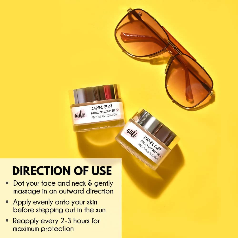 Auli Damn, Sun Broad Spectrum SPF30+ Anti-Sun & Pollution Sunscreen - Distacart