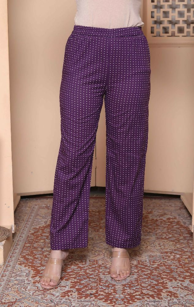 Miravan Womens Purple Printed Kurta With Palazzo - Distacart
