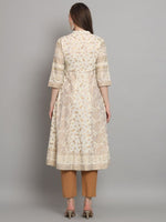 Thumbnail for Anouk Ethnic Motifs Printed Mandarin Collar Empire Cotton Anarkali Kurta
