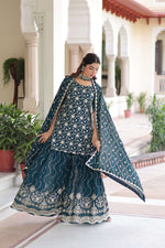 Thumbnail for Joban Fashion Rama Green Readymade Kurta Set With Sequence embroidery Work - Distacart