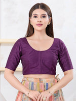 Thumbnail for Joban Fashion Wine Dupion Silk Elbow Sleeveless Front Open Blouse