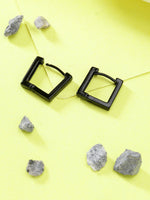Thumbnail for NVR Men's Set of 3 Multicolor Rhodium-Plated Geometric Shape Stainless Steel Hoop Earrings - Distacart