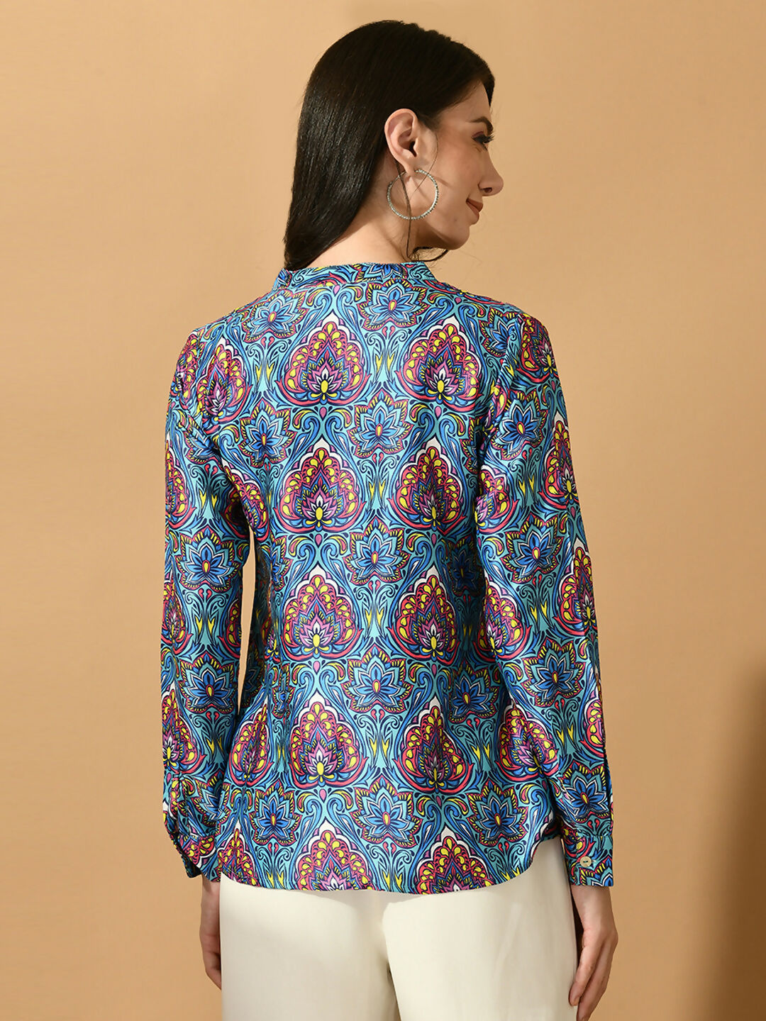 Myshka Women's Multi Satin Printed Smart Shirt - Distacart
