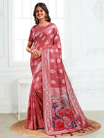 Thumbnail for Astita Linen Cotton Rust Saree