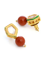 Thumbnail for Ruby Raang Red Jasper Kundan Earrings