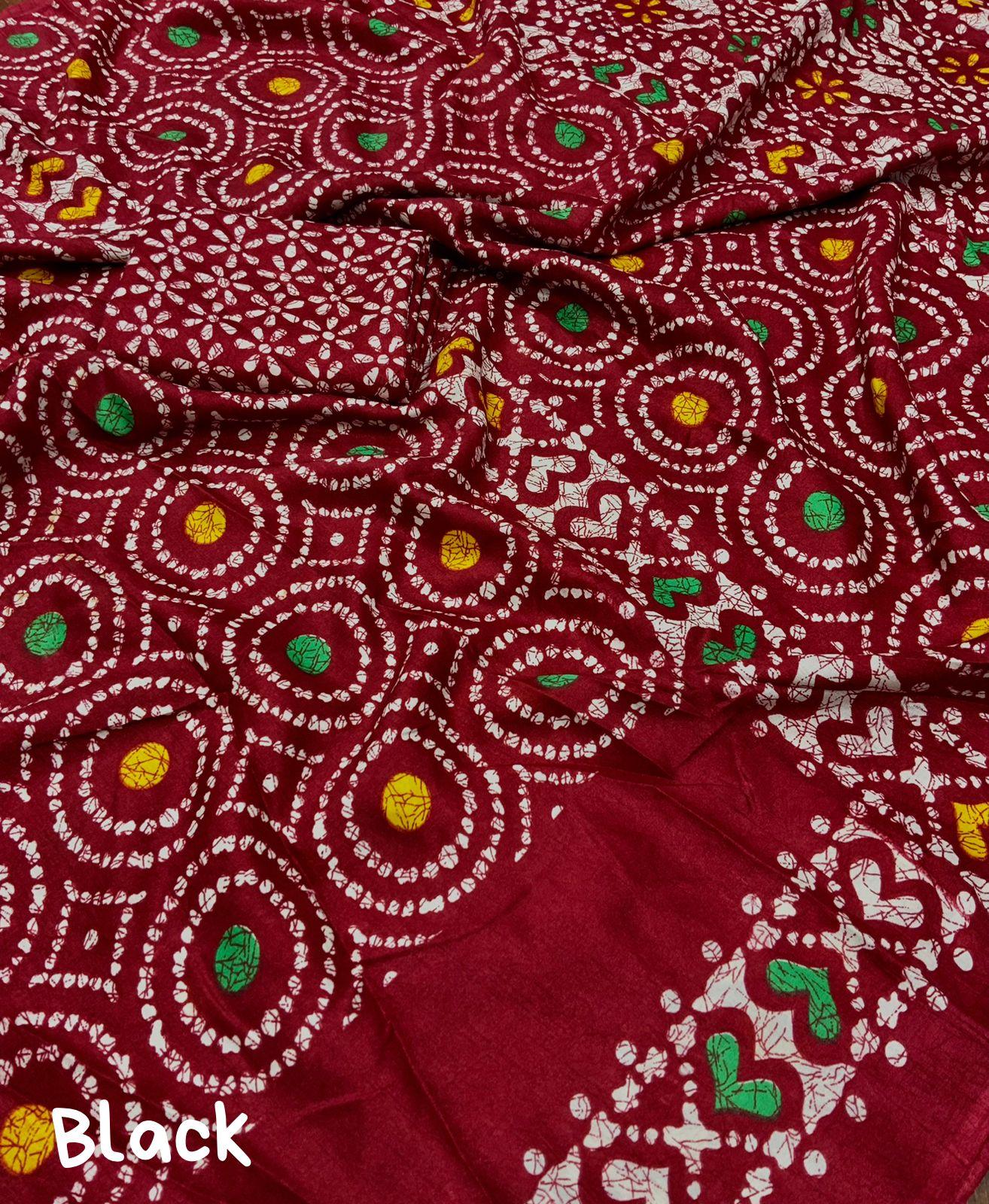 Red Silk Blend Ethnic Motifs Saree with Unstitched Blouse - A2M