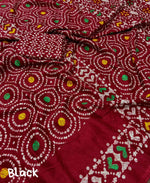 Thumbnail for Red Silk Blend Ethnic Motifs Saree with Unstitched Blouse - A2M