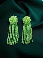 Thumbnail for Inhanns Handmade Crystal Waterfall Earrings - Long - Pista Green Long Latkan - Distacart