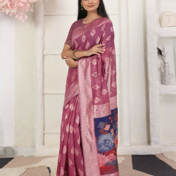 Astita Linen Cotton Pink Saree