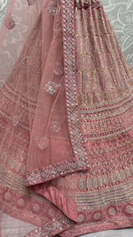 Thumbnail for Jyoti Fashion Women's Pink Heavy Net Fancy Dori, Multi Thread, Rainbow Sequins and Diamond Work Wedding Lehenga Choli - Distacart