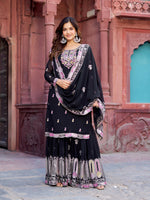 Thumbnail for Joban Fashion black Sharara Georgette Thread with Sequins work