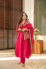 Thumbnail for The52 Rani Women's Beautiful South Cotton Fabric Straight Kurta with Pant And Dupatta Set - Distacart