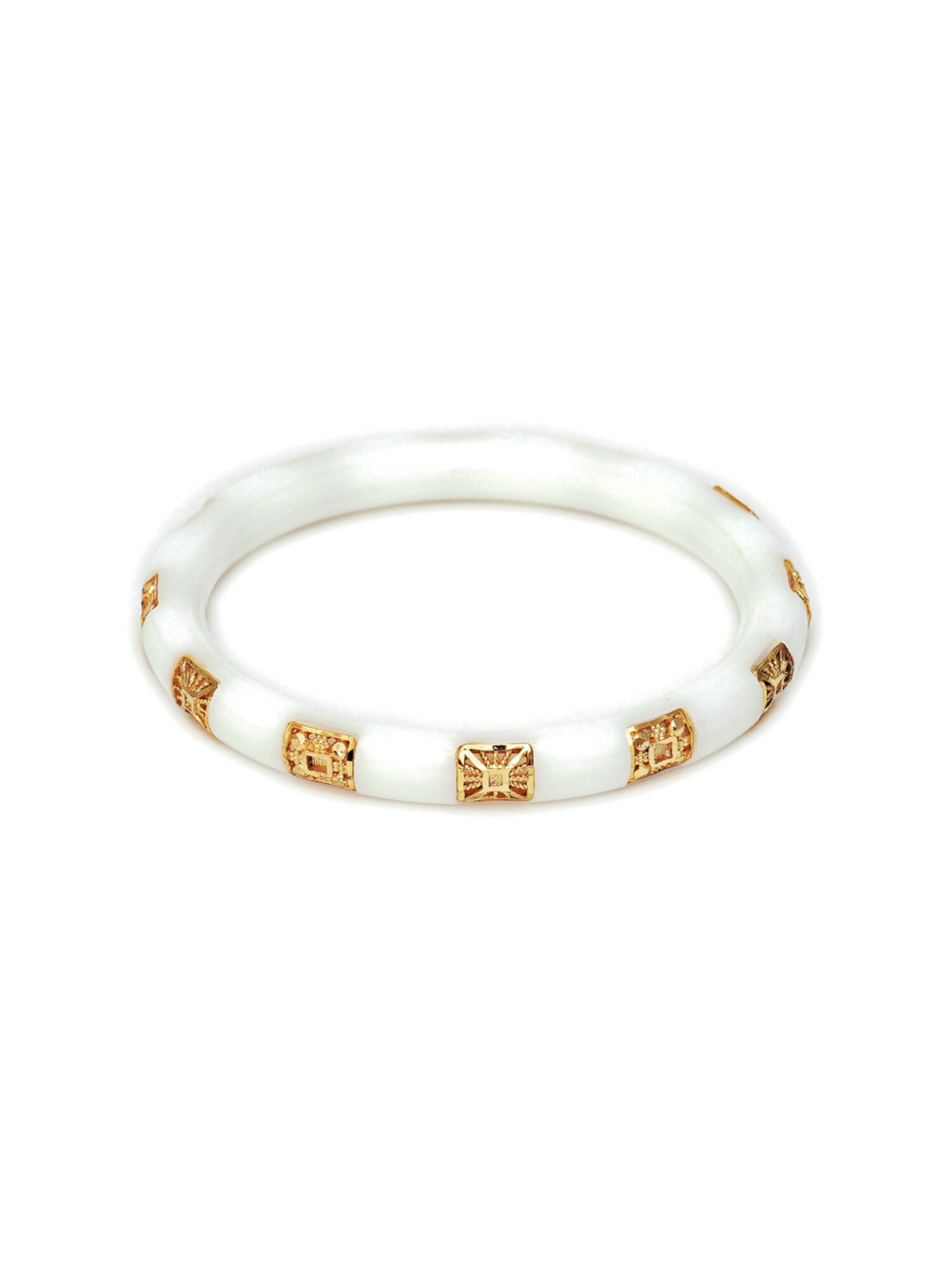 Golden Bangles (White) - Ruby Raang - Distacart
