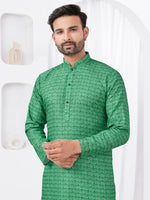 Thumbnail for Joban Fashion Men's Rayon Cotton Green Printed Kurta Pyjama set - Distacart