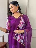 Thumbnail for Partywear Designer Tebby Wine Stitched Suit With Dupatta - Tanisha - Distacart