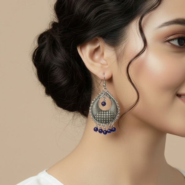 NVR Women German Silver Oxidised Chandbali Earrings - Distacart