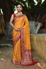 Thumbnail for Joban Fashion Gold Crepe Chiffon Pure Handloom Banarasi Silk Saree