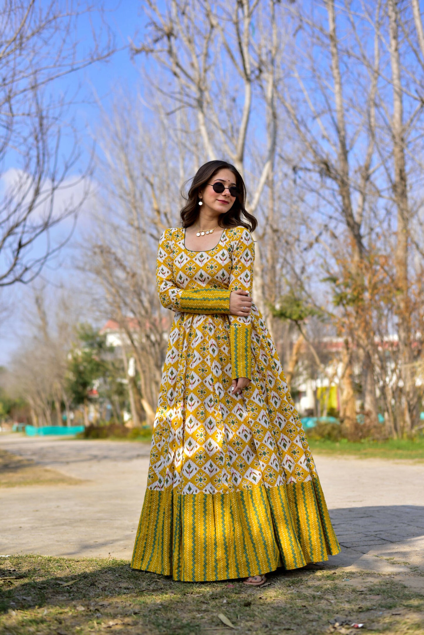 Aayaa Pure Muslin Gown With Heavy Digital Print - Multi Color - Distacart