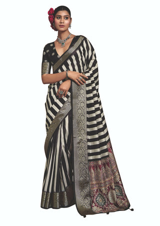 Joban Fashion Multicolor Art Silk With Fine Viscose Border Ajrak Full Body Print With Soft Finish Saree