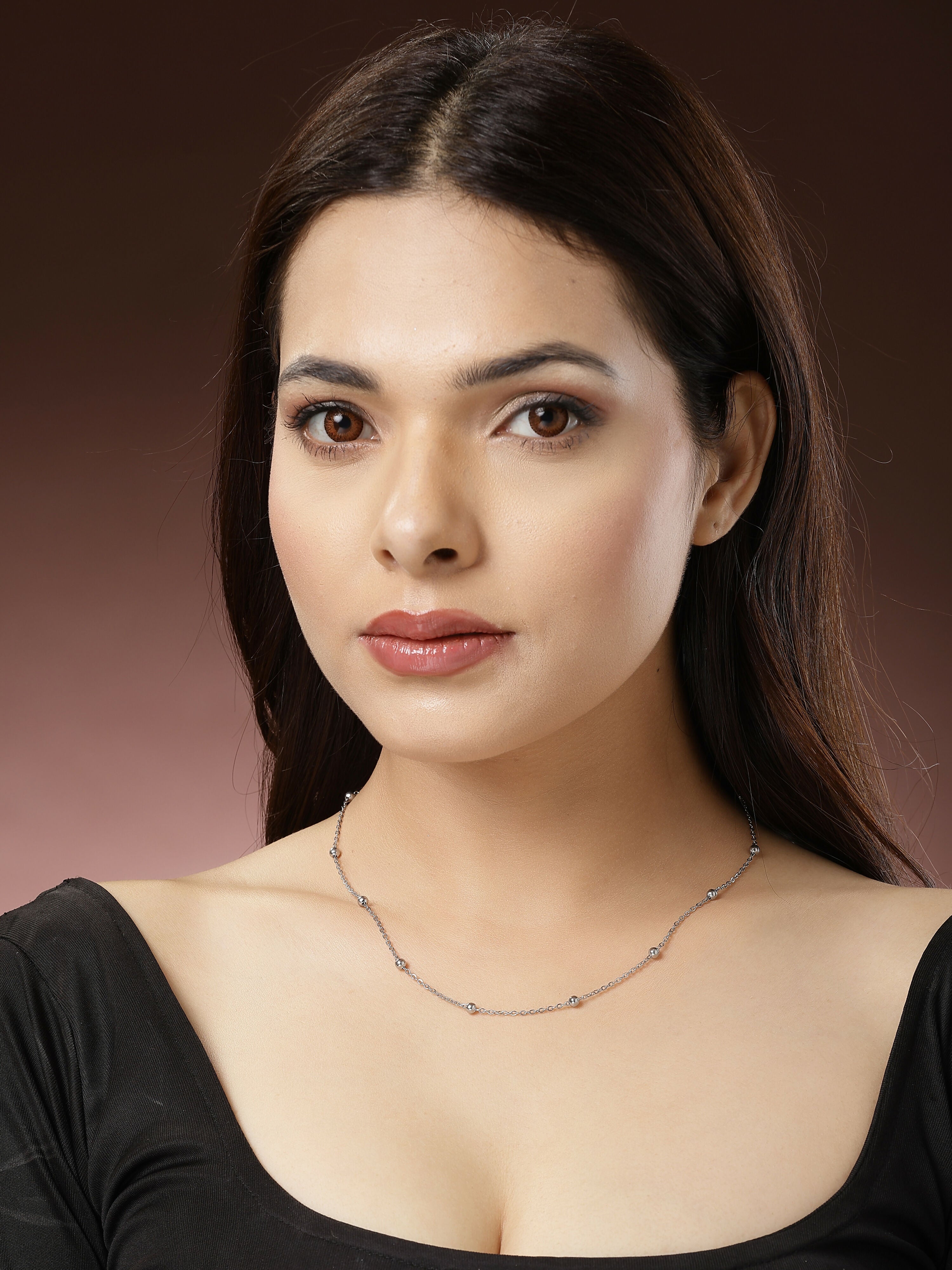 NVR Women's Silver-Toned Artificial Beads German Silver Oxidised Chain - Distacart