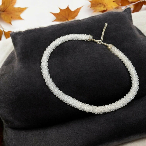 Inhanns Noor-E-Jalwa – Handmade Crystal Bead Necklace -Adjustable - White Only Necklace - Distacart