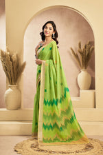 Thumbnail for Vastranavya Mint Green Digital Printed Linen Ready To Wear Pocket Saree with Unstitched Blouse - Distacart