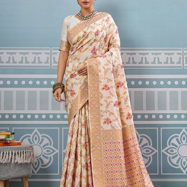 Astita Cream Silk Saree