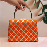 Thumbnail for Joban Fashion Gota Patti Fabric Clutch - Orange