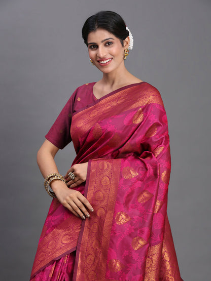 Shree Shyam Fashion Silk Pink Saree - Distacart