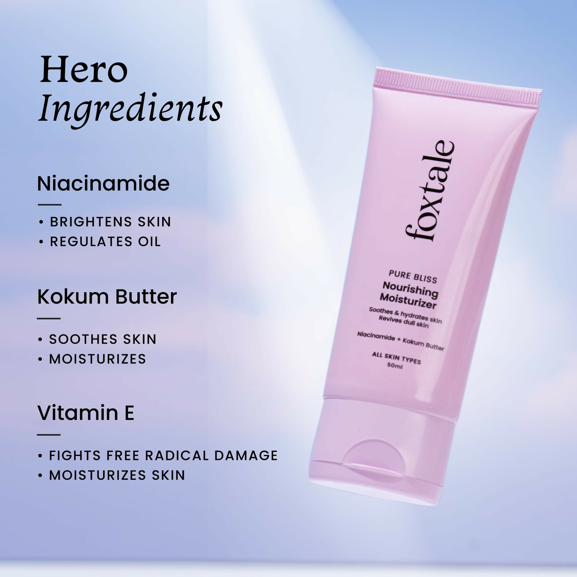Foxtale Nourishing Face Moisturizer With Niacinamide For 24 Hr Hydration & Lightweight - Distacart