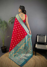 Thumbnail for Joban Fashion Banarasi Red Woven Butti Soft Silk Saree