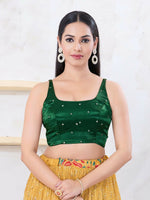Thumbnail for Joban Fashion Bottle-Green Gajji Silk Sleeveless Back Open Blouse