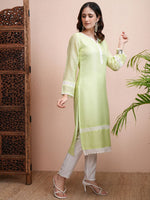 Thumbnail for Vishudh Floral Embroidered Straight Kurta