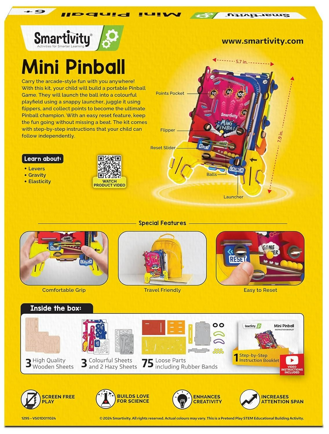 Smartivity DIY Pocket Pinball For Kids Ages 6-7-8-9-10-11-12 Years Hand-Held Exciting Arcade Game