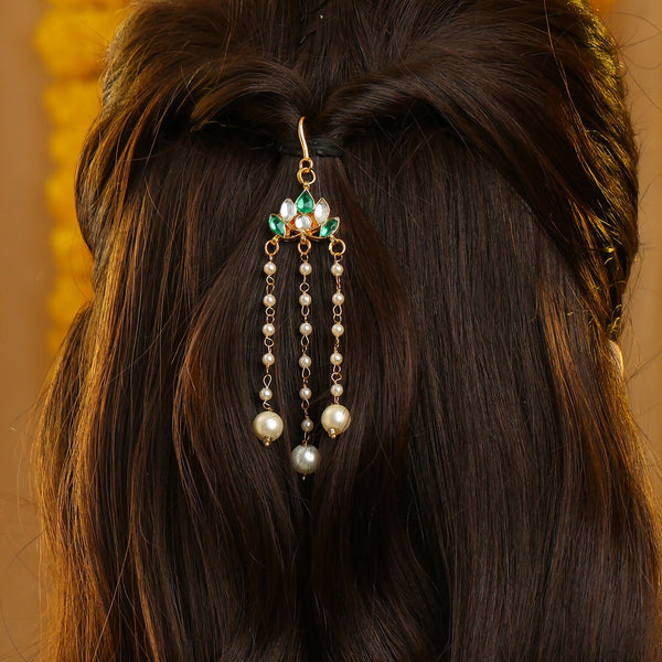 Ruby Raang Lotus Drop Hanging Hair Pin