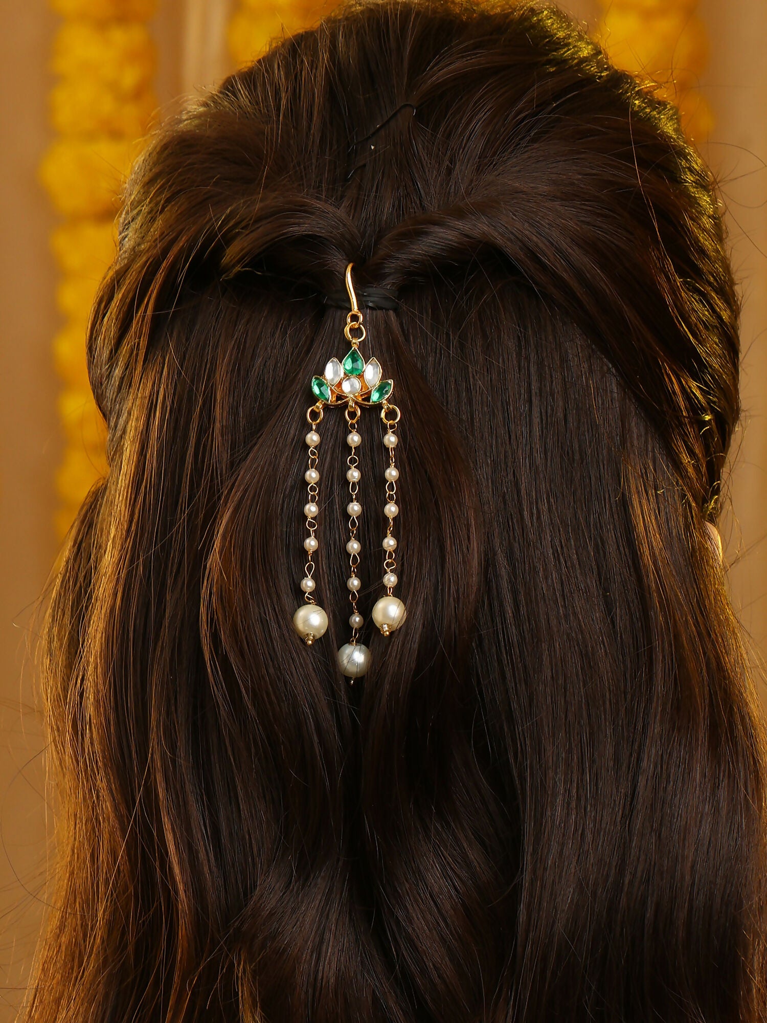 Ruby Raang Lotus Drop Hanging Hair Pin