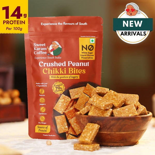 Sweet Karam Coffee Crushed Peanut Chikki Bites (Zero White Sugar) - Distacart