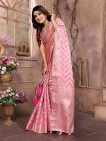 Thumbnail for Aastha Fashion Pink Soft Organza Silk Weaving Saree - Distacart