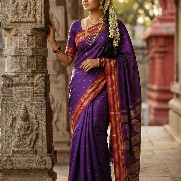 Shree Shyam Fashion Purple Cotton Saree - Distacart