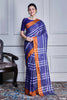 Morchari Sky Blue Cotton Handloom Mirror Work Saree Unstitched Blouse - Distacart