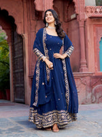 Thumbnail for The52 Women's Beautiful Faux Georgette Fabric Embroidery Work Flared Anarkali Pant and Dupatta Set - Distacart