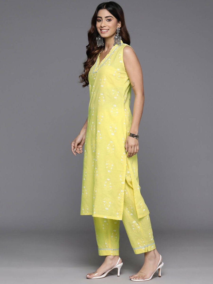Ahalyaa Women's Traditional wear Kurta Set - Yellow - Distacart